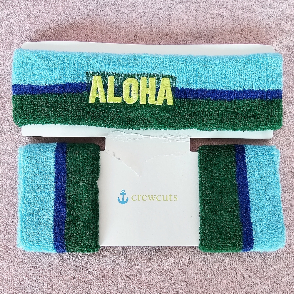 J Crew 'Aloha' Hair and Wristband Set - Blue and Green